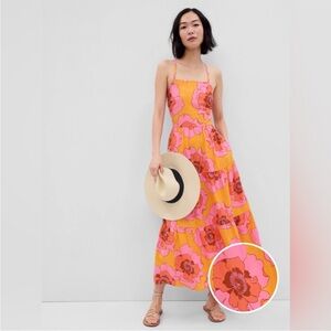 GAP Pink and Orange Floral Maxi Dress